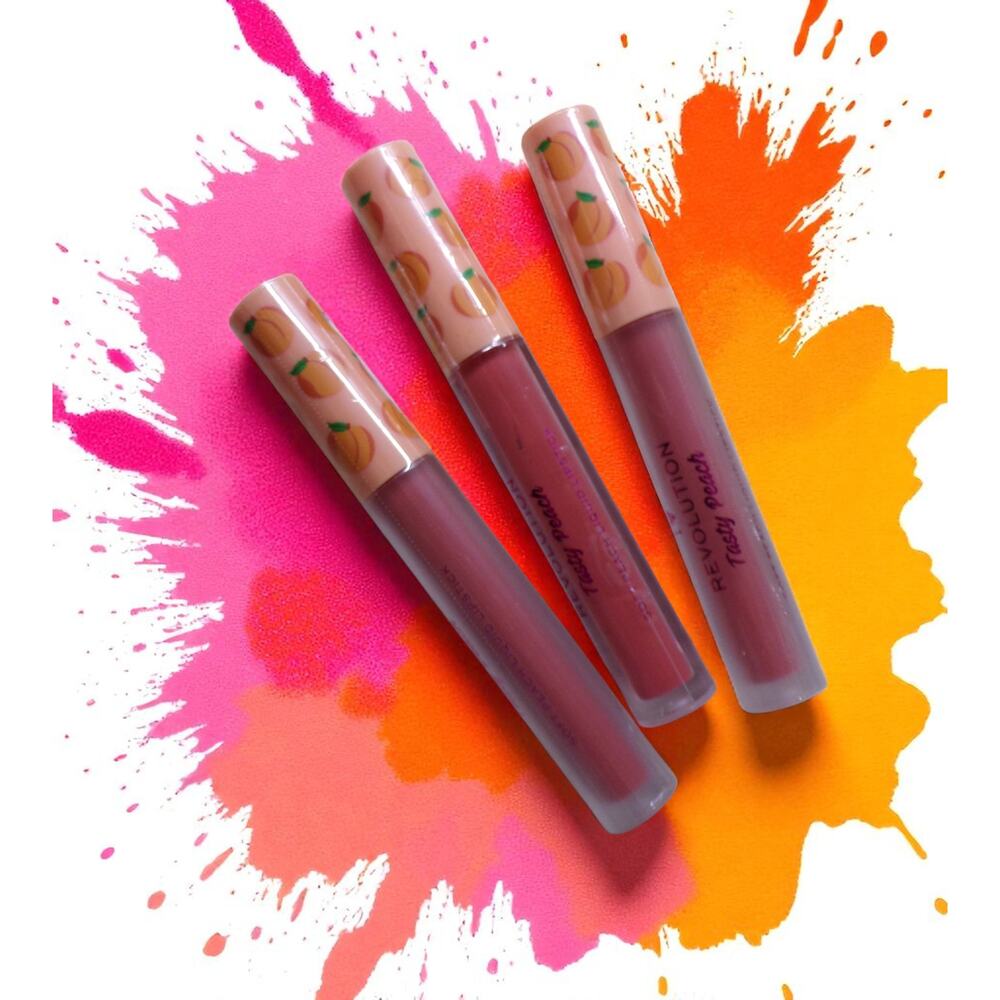 I ❤️ Revolution Tasty Peach Soft Peach Liquid Lipstick (3) Box Cruelty Free